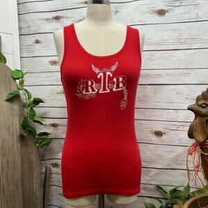 RTB Real Tough Babe Red Racerback Tank Top Shirt Biker Babe Graphic Medium